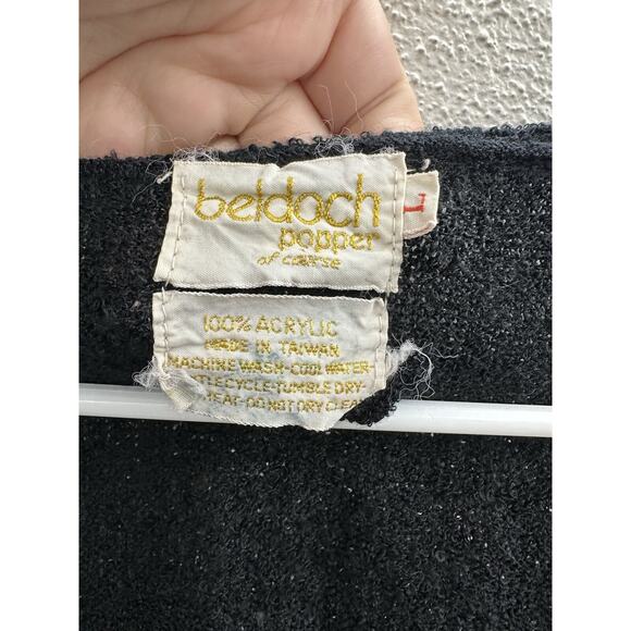 Beldoch Popper Womens Cardigan Sweater Size Large Black Open Front VTG - Picture 4 of 9